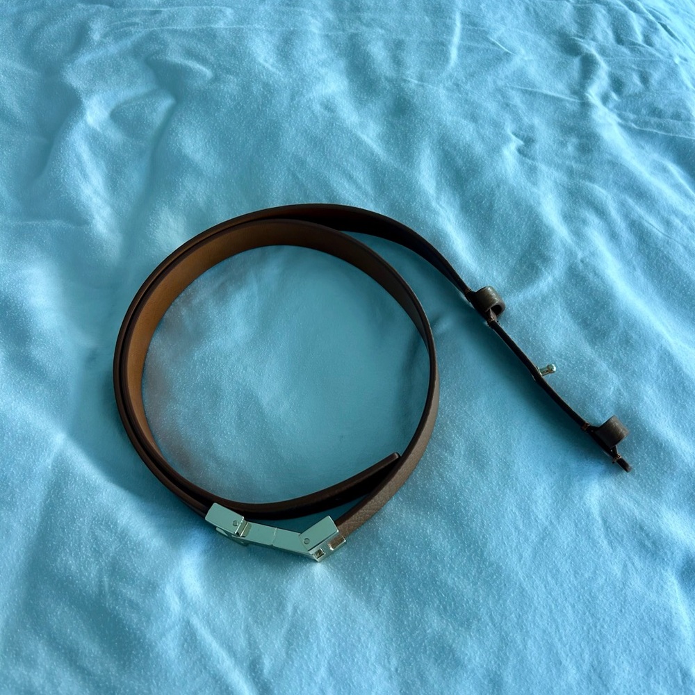NWOT Reiss Hayley Leather Square Hinge Belt in Tan (M) - Picture 7 of 11